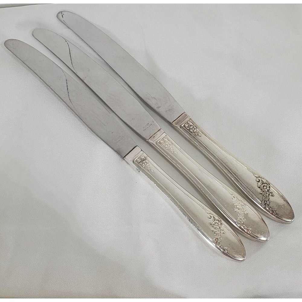 3pc Oneida Queen Bess II Hollow Handle Dinner Knife 9.5" silverplate stainless